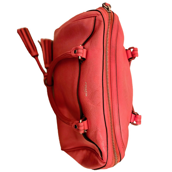 Coach 23574 LEGACY HALEY SATCHEL-Doctor LEATHER In Bright Coral & Silver - Picture 13 of 13